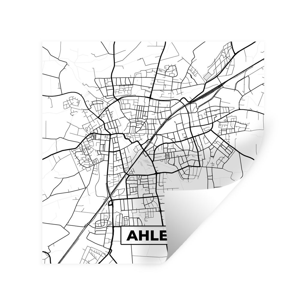 MuchoWow Wandtattoo Wandsticker Wandaufkleber Karte - Ahlen - Stadtplan 80x80 cm Selbstklebend und Repositionierbar - Wierderverwendbar - Selbstk...