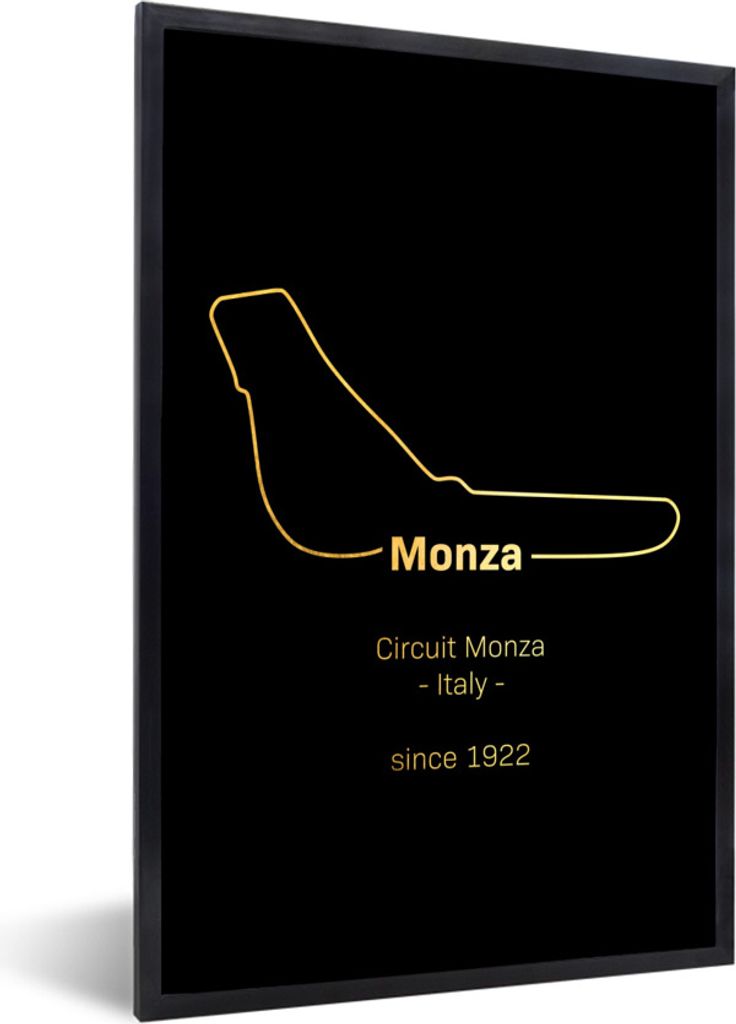 MuchoWow Gerahmtes Poster Monza - Formel 1 - Rennstrecke 40x60 cm - Poster mit Schwarzem Bilderrahmen Wandposter Rahmen Foto Bilder - Papierdruck...