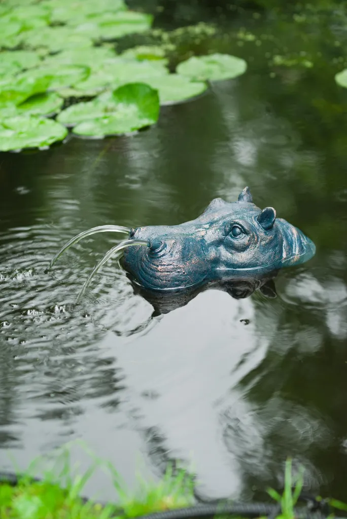 Gargouille Hippopotame Ubbink en Polyrésine - Jet d'Eau Déco pour Étang