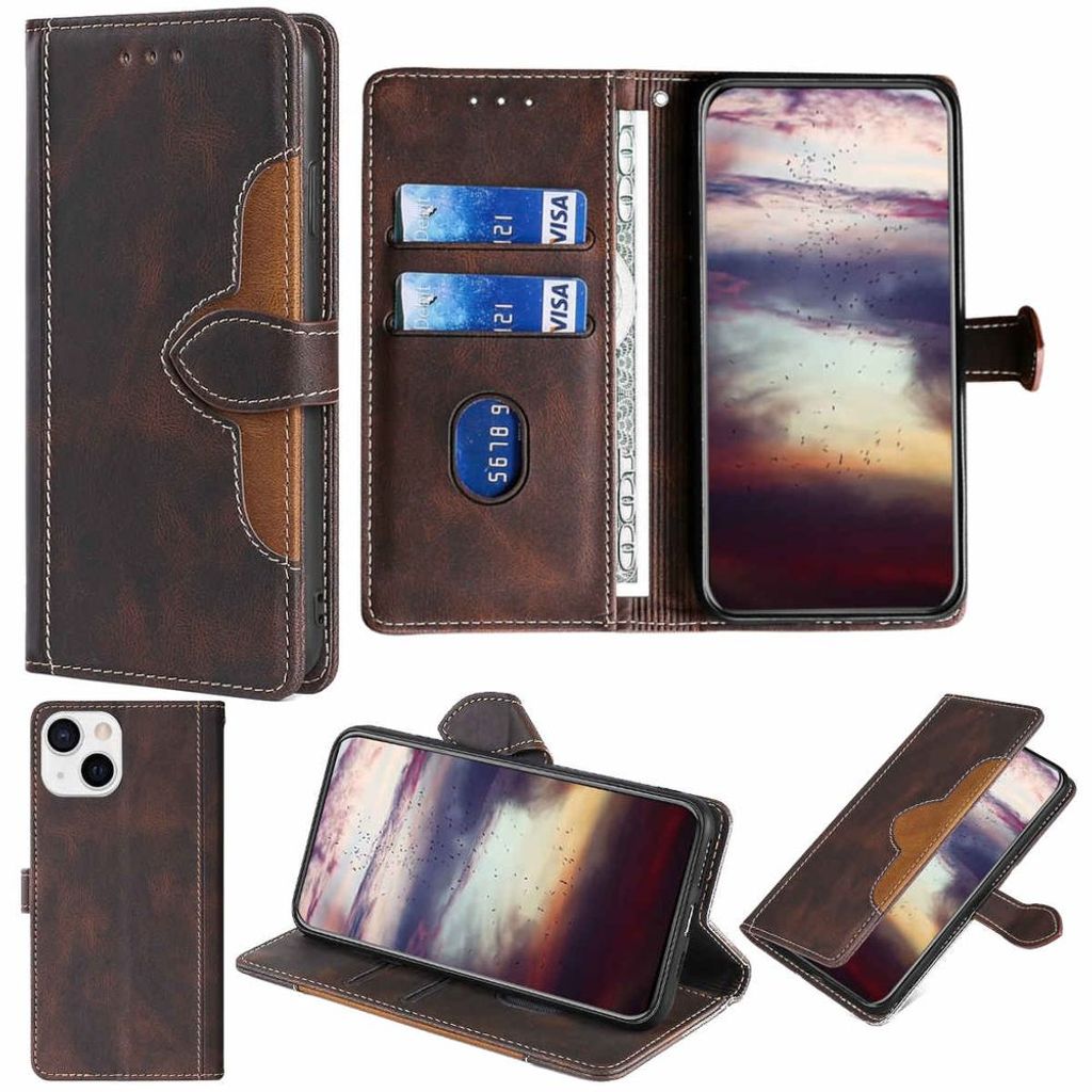 Für Apple iPhone 15 Design Handy Tasche Wallet Premium Schwarz Schutz Hülle  Case Cover Etuis Zubehör
