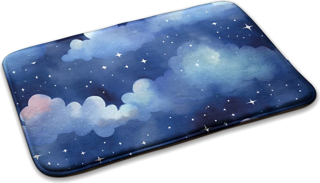 Kinderteppich Schlafzimmer Modern - 90 cm x 60 cm - Wolken Und Sterne
