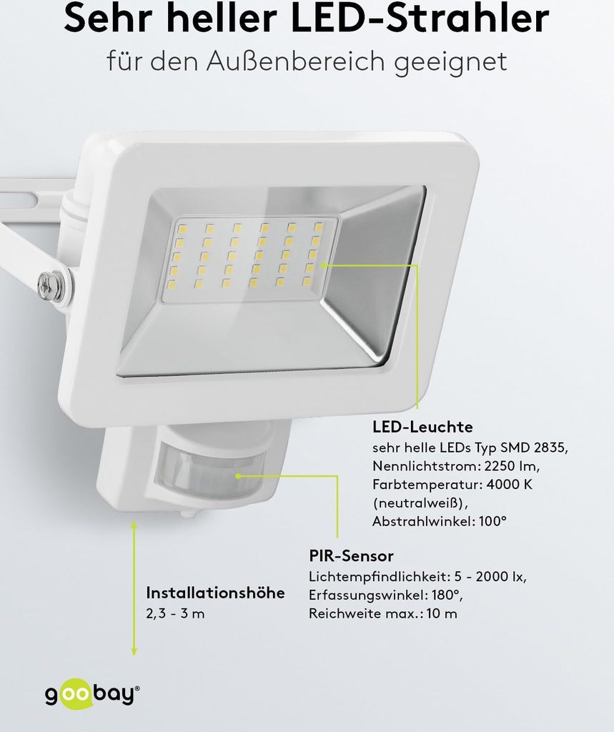 LED-Außenstrahler, 30 W, mit Bewegungsmelder Produktbild 13