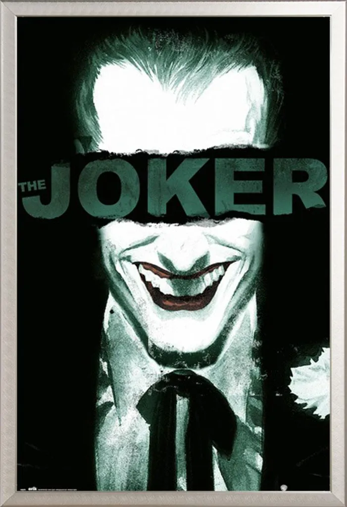 Quadro Joker Smile 61x91,5cm Cornice Alluminio Argento Shinsuke
