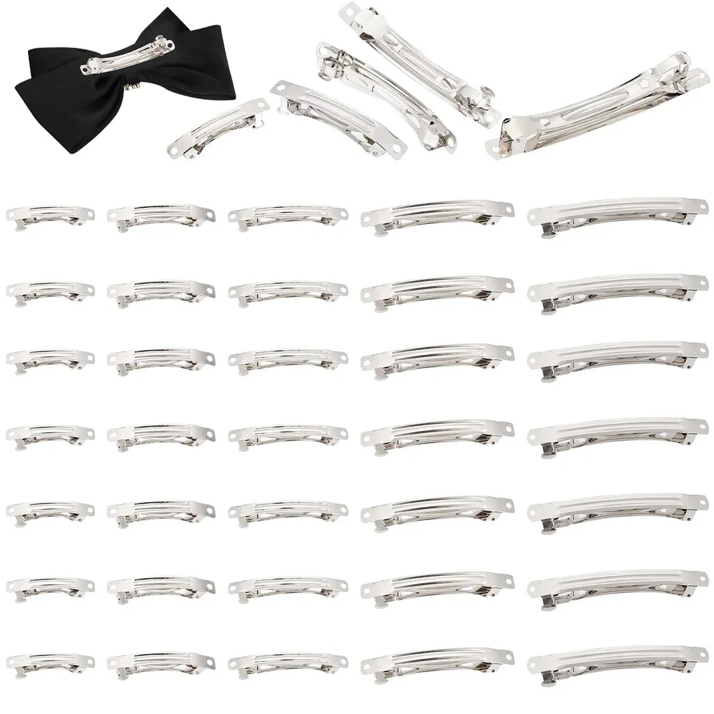 100 Barrettes Françaises en Métal Argenté 80mm pour Création DIY
