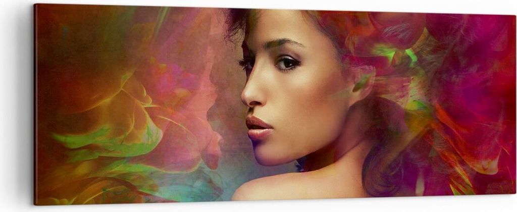 Bild auf Leinwand - Leinwandbild - frau gesicht - 140x50cm - Wand Bild - Wanddeko - Wandbilder - Leinwanddruck - Bilder - Kunstdruck - Wanddekorati...