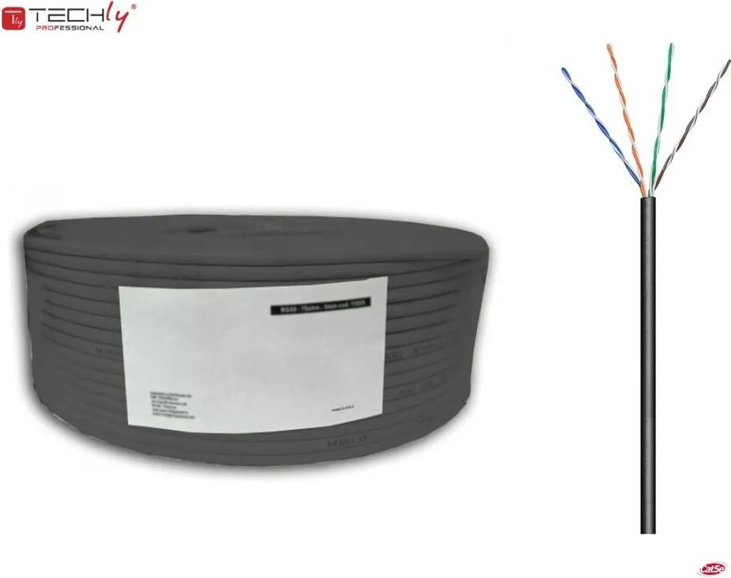 Bobine câble Cat5e 100m U/UTP paires torsadées noir haute conductivité