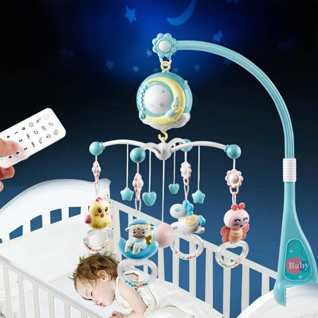 Baby Babybett Bettglocke Mobile Spieluhr mit Projektor Schlafmusik Spielzeug Neu 