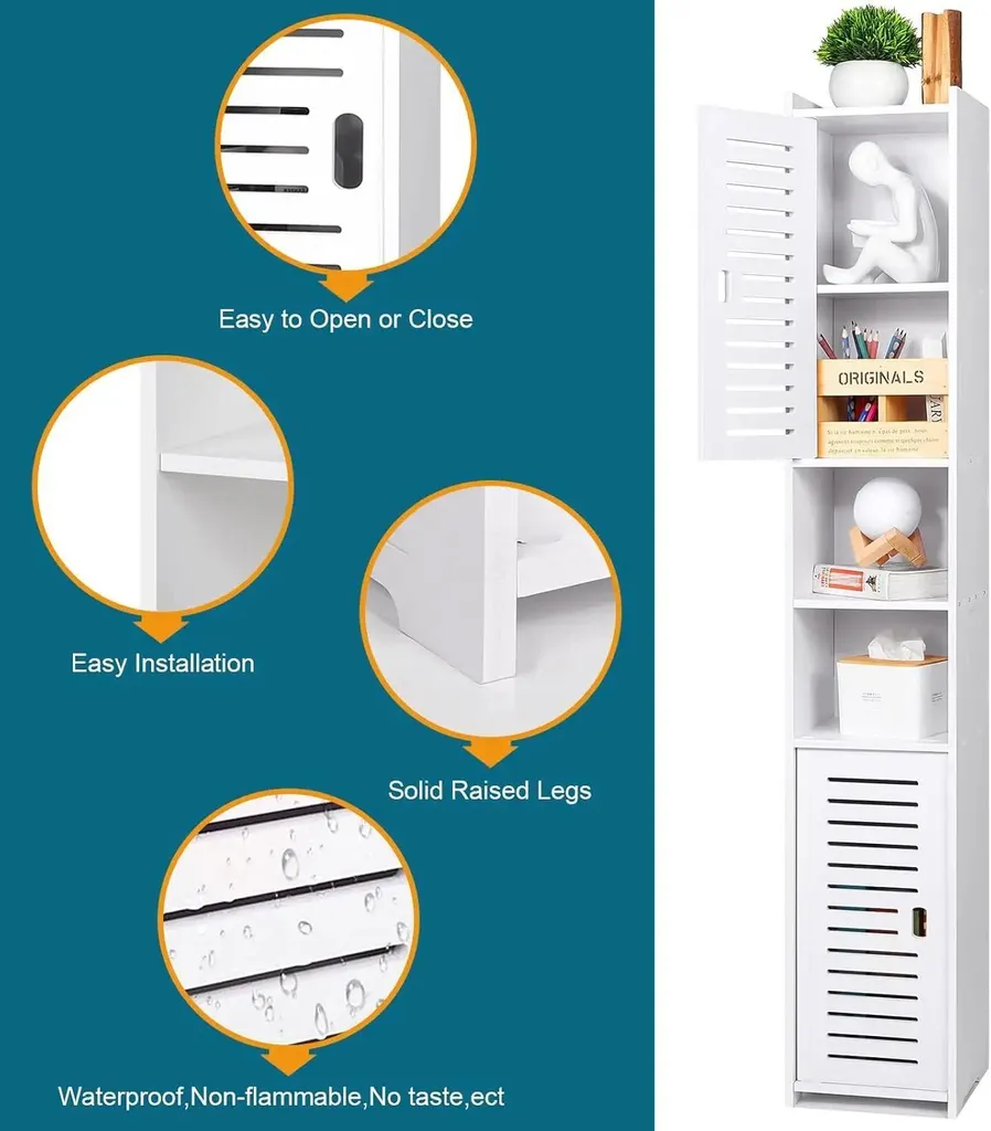 Meuble de salle de bains blanc polyvalent pour rangement maison - 80cm