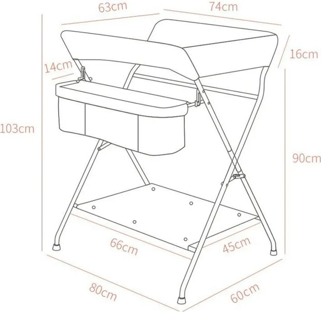 Table à langer mobile Or réglable hauteur avec roulettes et égouttoir - 2