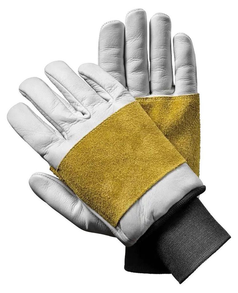 Sir Safety Kettensägenschutzhandschuhe aus Rindsleder mit Elastikbund 12 Paar, L, GRAU