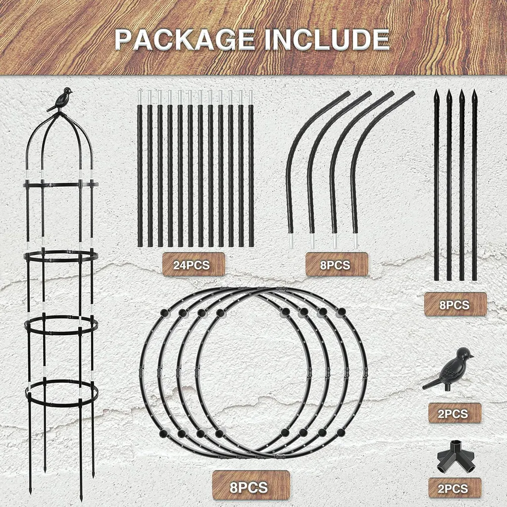 Support de croissance obélisque 175 cm en métal pour fleurs et lierre