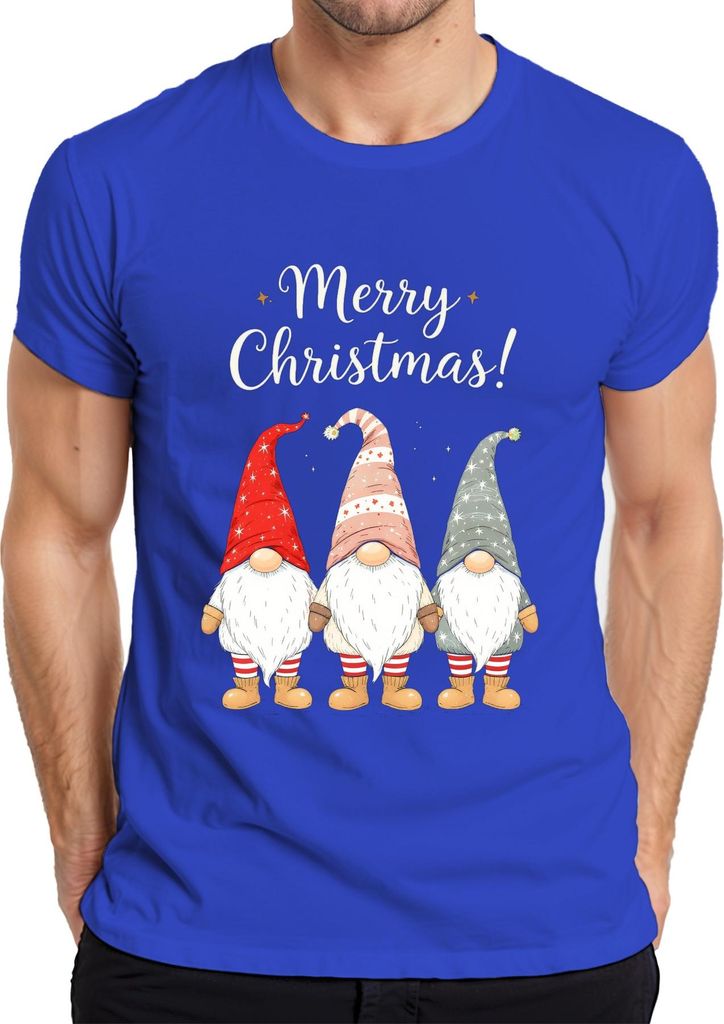 Merry Christmas! Weihnachtswichtel Gnome niedlich Weihnachten Herren T-Shirt, Blau, M