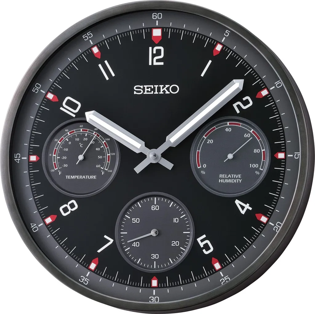 Horloge Seiko QXA823K avec Thermomètre Intégré et Cadran Noir Moderne