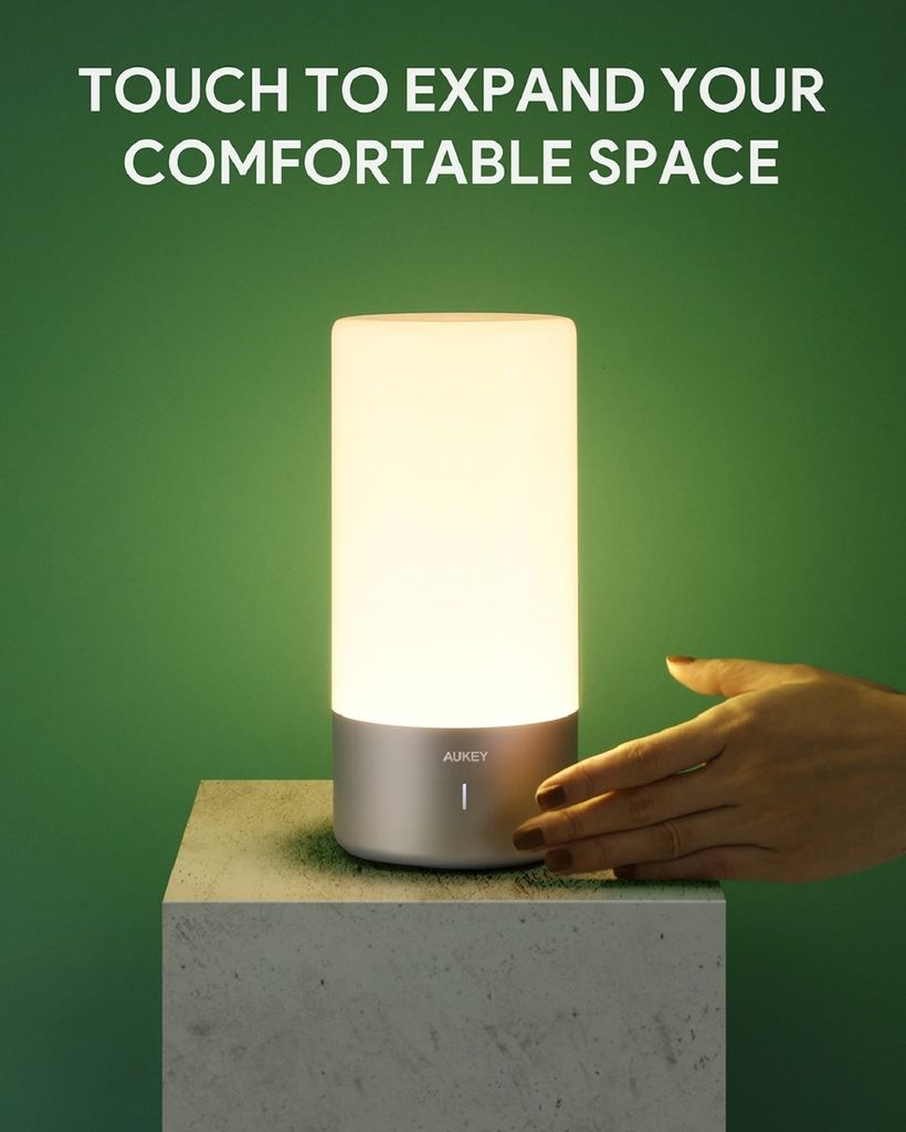 Aukey LT-T6 LED Lampe de chevet, Contrôle tactile Lampe de Image du produit 