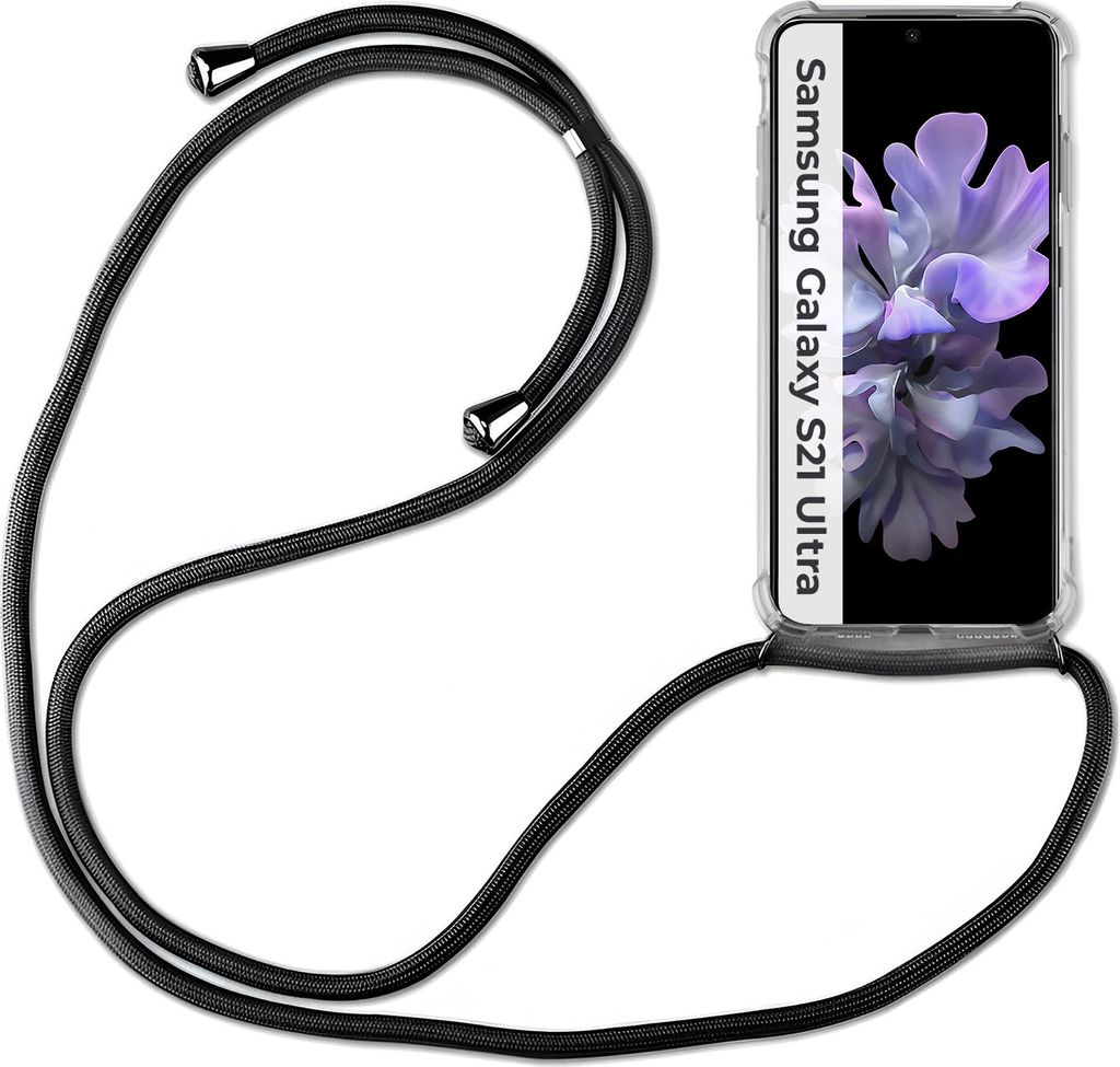 Handykette für Samsung S21 S22 S23 S24 FE Plus Ultra Handyhülle mit Band Hülle Galaxy S21 Ultra 5G Schwarz