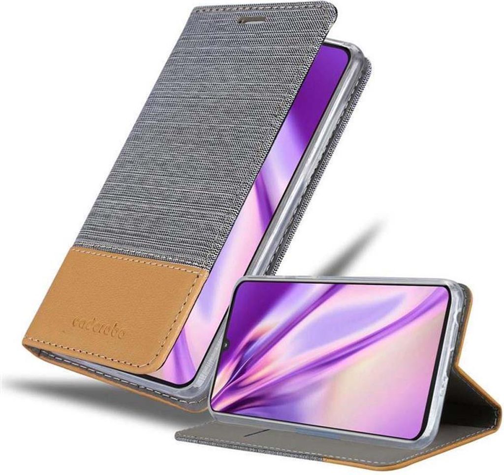 Cadorabo Hülle für Motorola MOTO Z4 Schutzhülle in Grau Handy Hülle Etui Book Case Cover