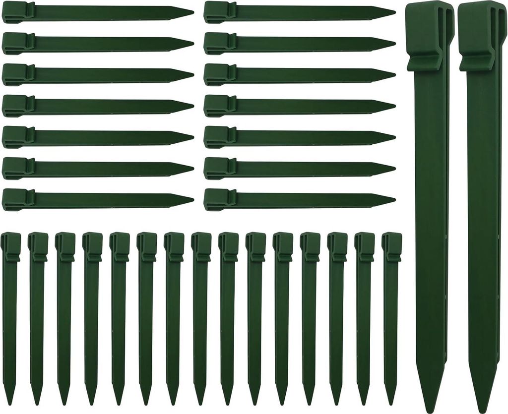 22 Stück Kunststoff-Heringen für Rasenrand 24 cm schwarz - Robust und stabil für weiche Böden in Rasen, Pavillon Camping