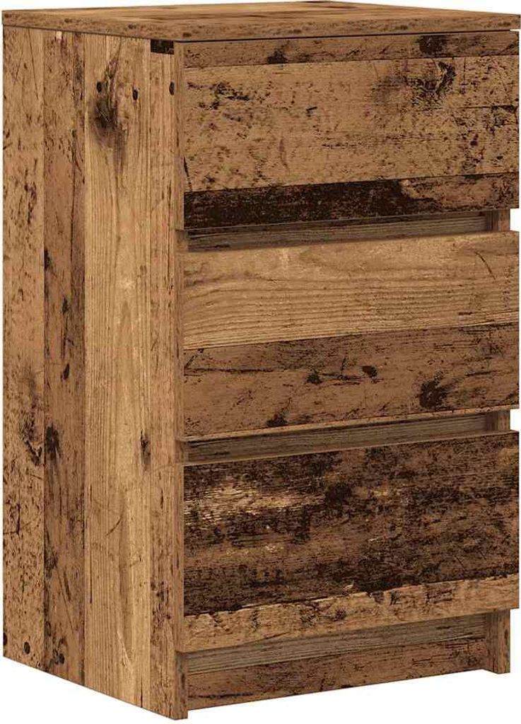 Nachttisch mit 3 Schubladen Altholz-Optik 39x35x65 cm