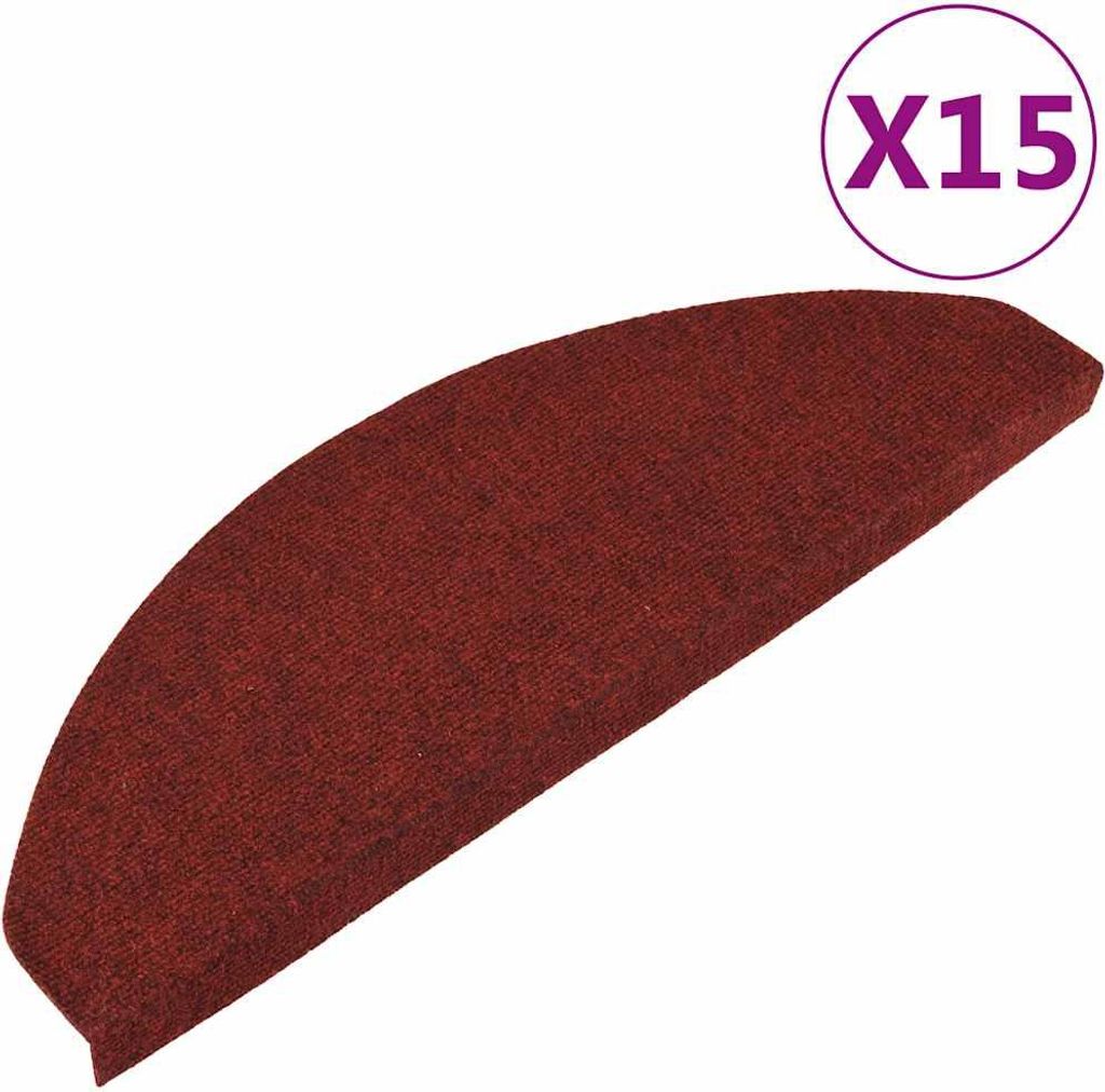 vidaXL Stufenmatten Selbstklebend 15 Stk. 65x22,5x3,5 cm Rot