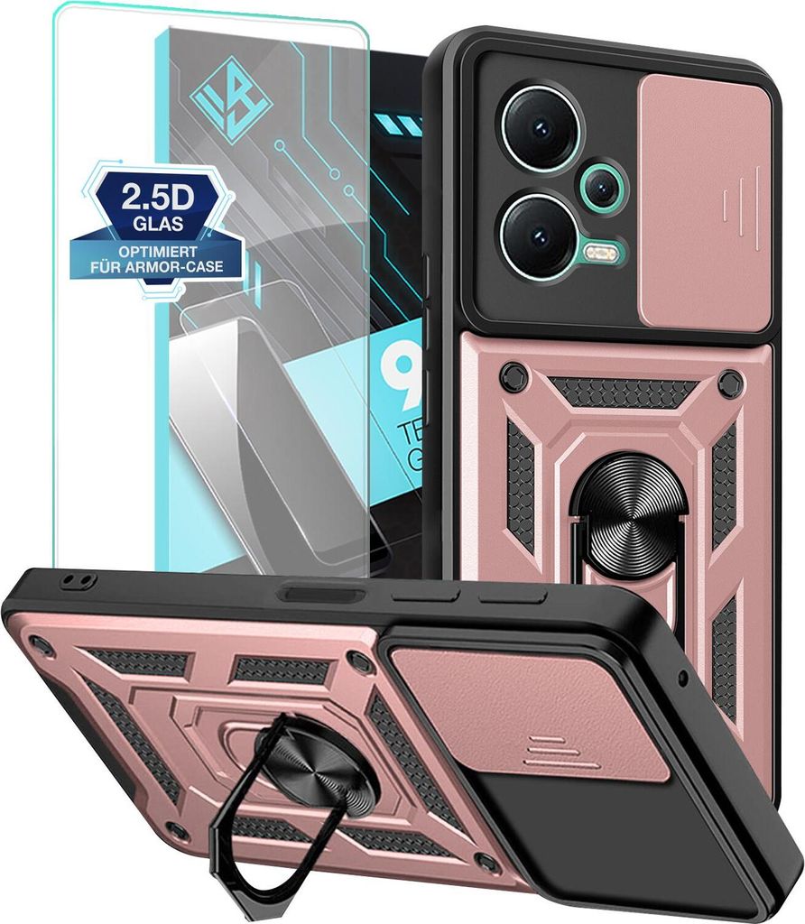 Armor Handyhülle für Xiaomi Redmi Note 12 Pro 5G mit 9H Displayglas Displayschutz Kameraschutz Handy Panzer Case Cover Schutzhülle Outdoor Farbe...
