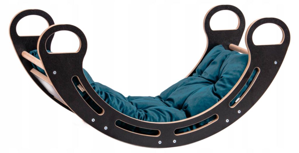 Montessori-Holzschaukel für Kinder Babylike+Kissen, Kletterbogen Bogenwippe Kletterleiter Kinder, Geschenk für Baby