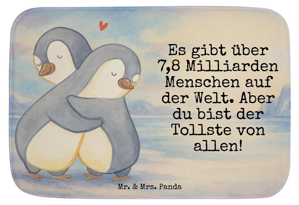 Mr. & Mrs. Panda Vorleger Bad Pinguine Kuscheln Design - Weiß - Geschenk, fußmatte, Mitbringsel, für Frauen, Badvorleger, Freundin, Duschvorlege...