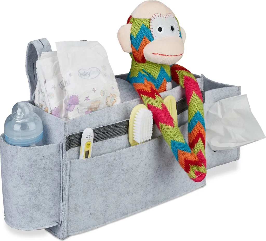 Organizer Letto a Soppalco Relaxdays in Feltro Grigio - 8 Tasche