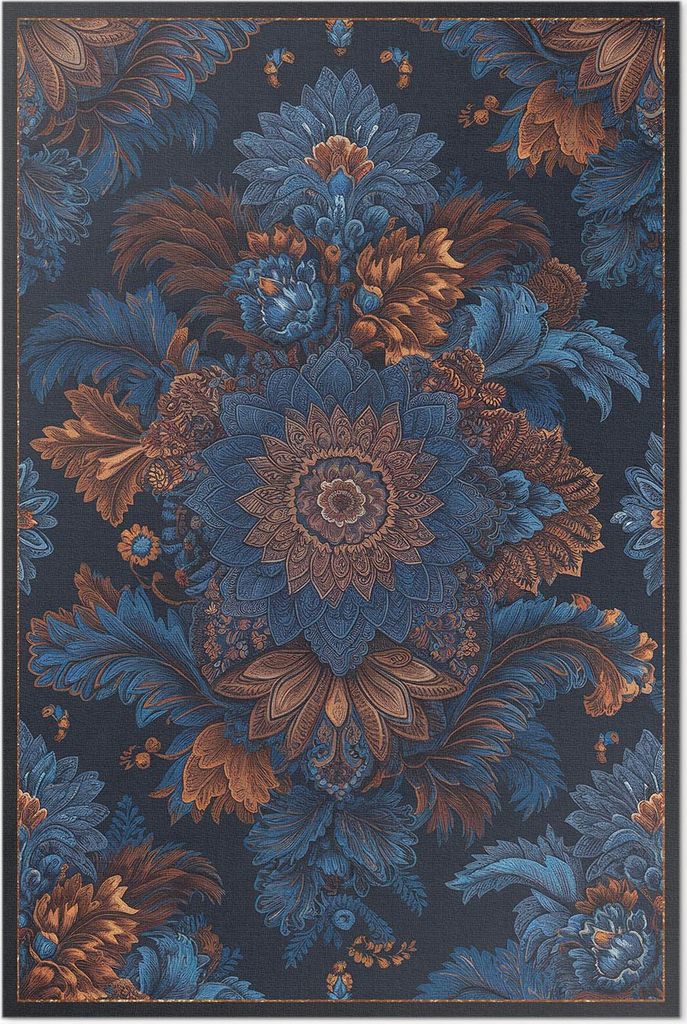 Elegantes florales Arrangement im Vintage-Stil – Vinyl Fußmatte – 140x210 cm – Rutschfest, Pflegeleicht & Langlebig