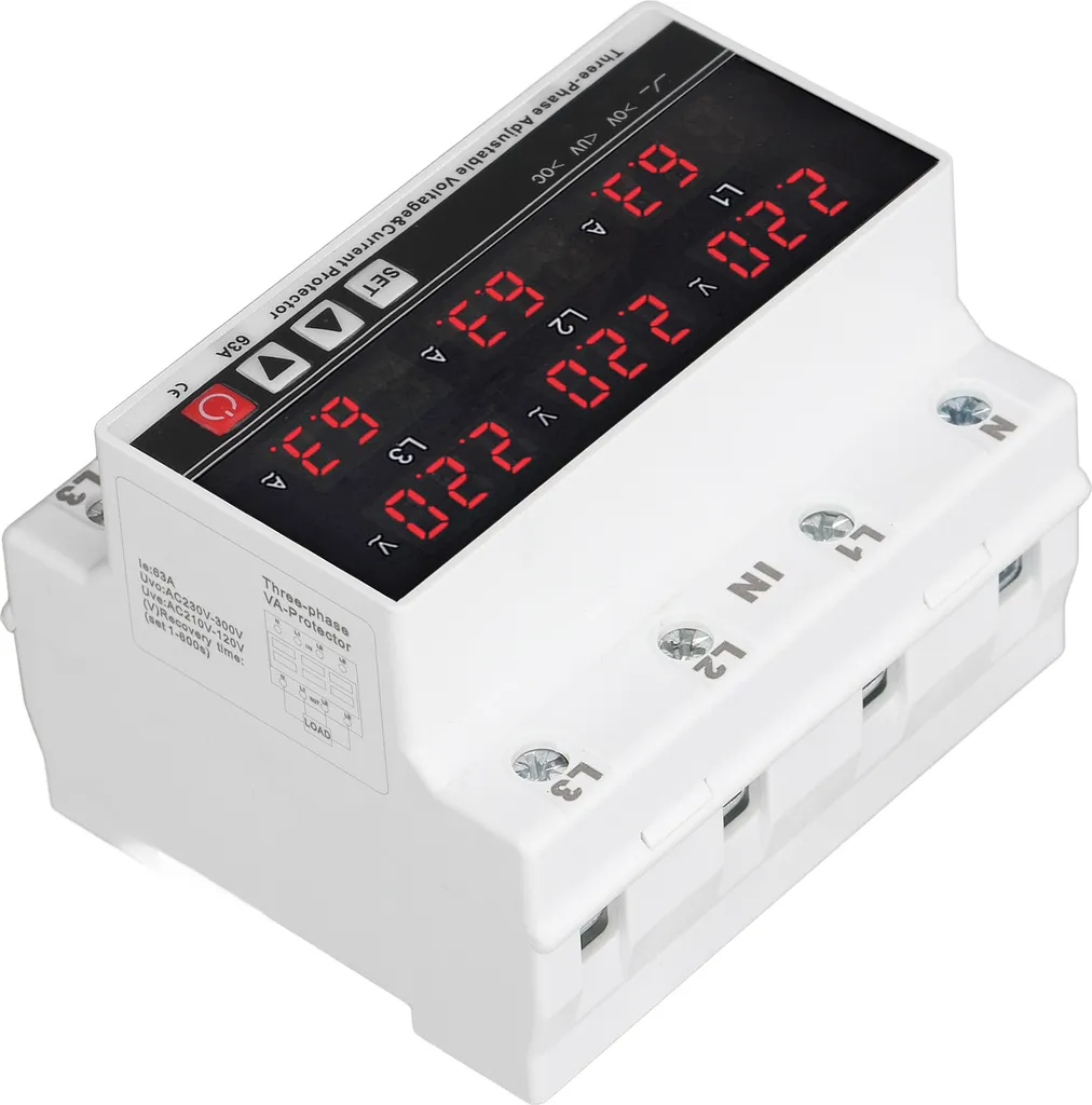 Relais de protection triphasé 63A réglable pour tableau électrique DIN - 3