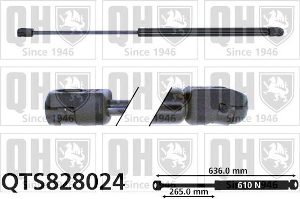 QUINTON HAZELL QTS828024 Gasfeder Heckklappendämpfer für CITROËN C4 Picasso I (UD) 636mm