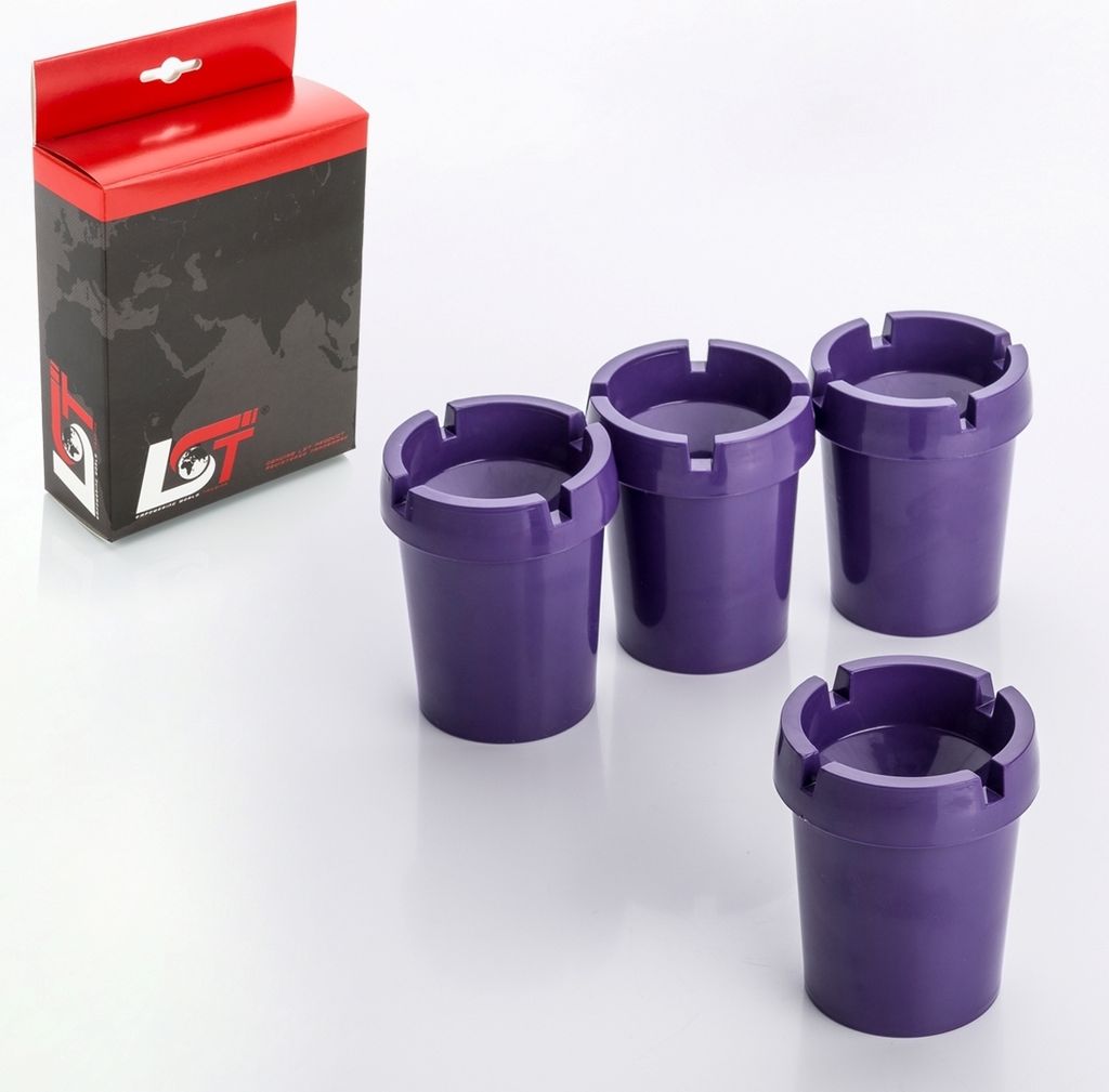 4x Aschenbecher Sturmaschenbecher rauchfrei Getränkehalter lila Kunststoff