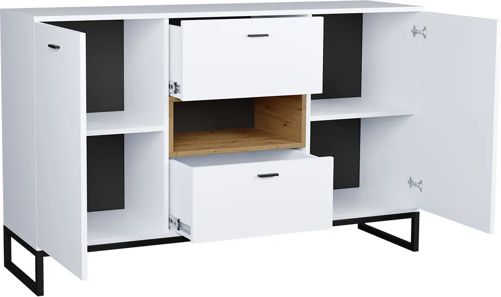 Commode de chambre BEND noir et chêne pour optimiser votre rangement