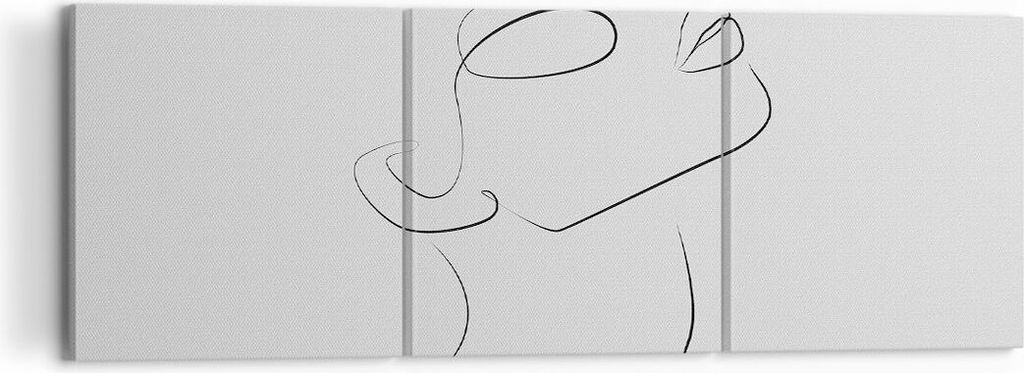 Bild auf Leinwand - Leinwandbild - 3 Teile - Stück Linear Gesicht - 120x40cm - Wand Bild - Wanddeko - Wandbilder - Leinwanddruck - Bilder - Wandde...