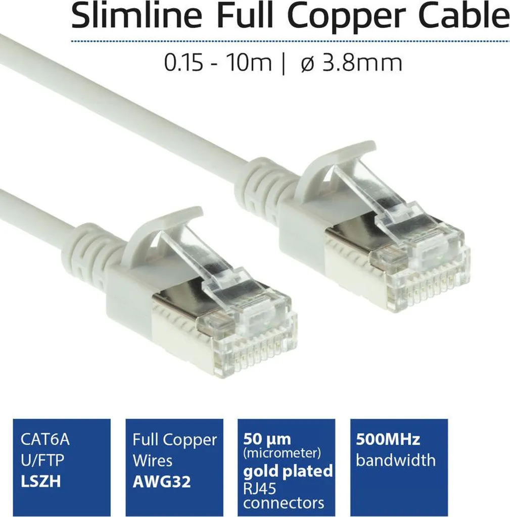 ACT DC7007 Cavo Patch CAT6A Slimline 7m Grigio LSZH U/FTP per Datacenter - 4
