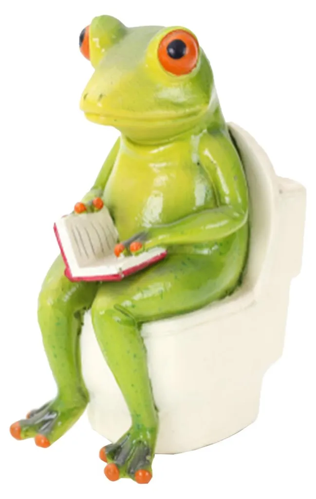 Figurine de grenouille pour les toilettes en résine verte (15cm)