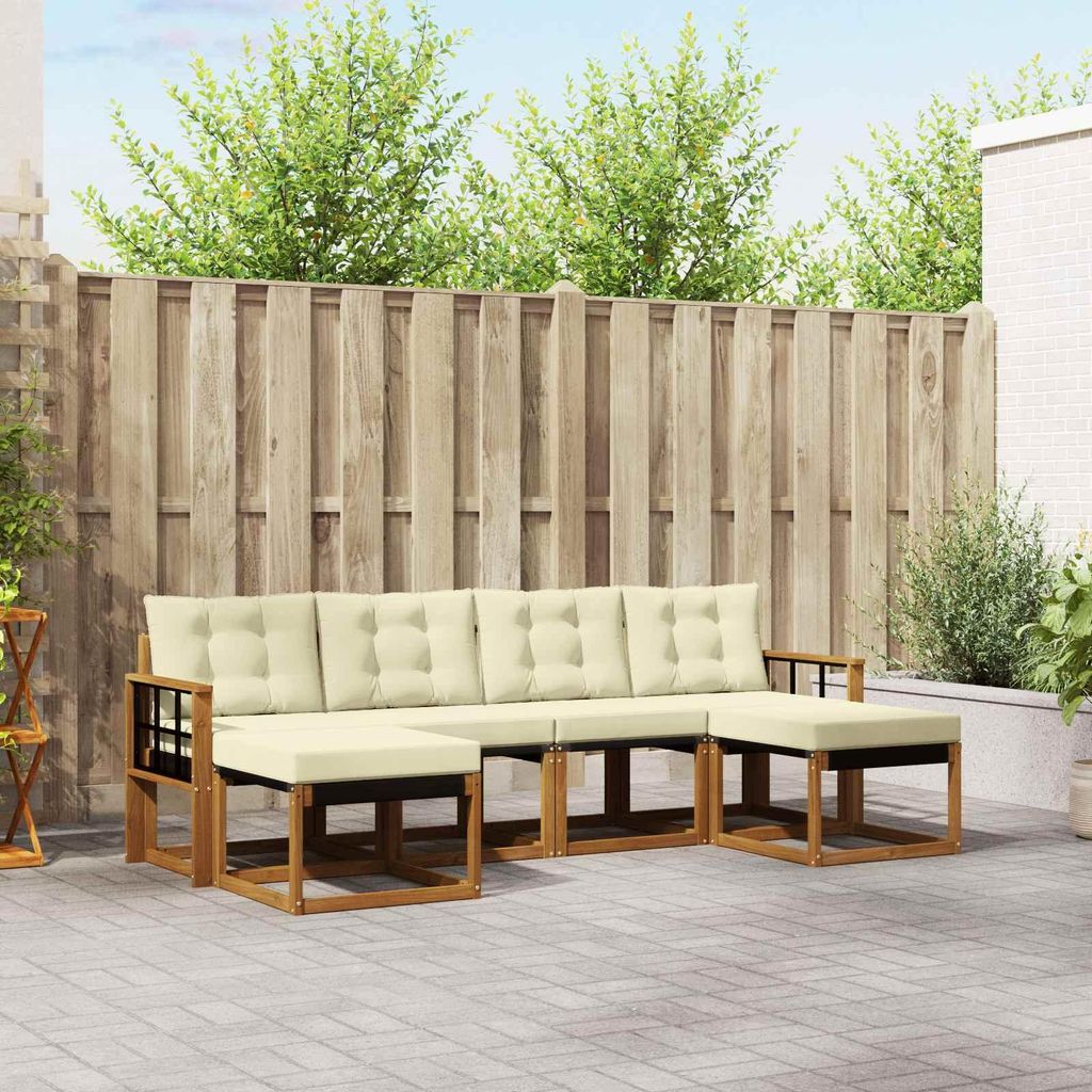 "SALE 2026"Outdoor-Sofagarnitur - CLORIS - Balkonmöbe/Sitzgruppe - mit Kissen 6 pcs - Moderne Design - Natur und Creme - Gartensofas NeuMöbel973151