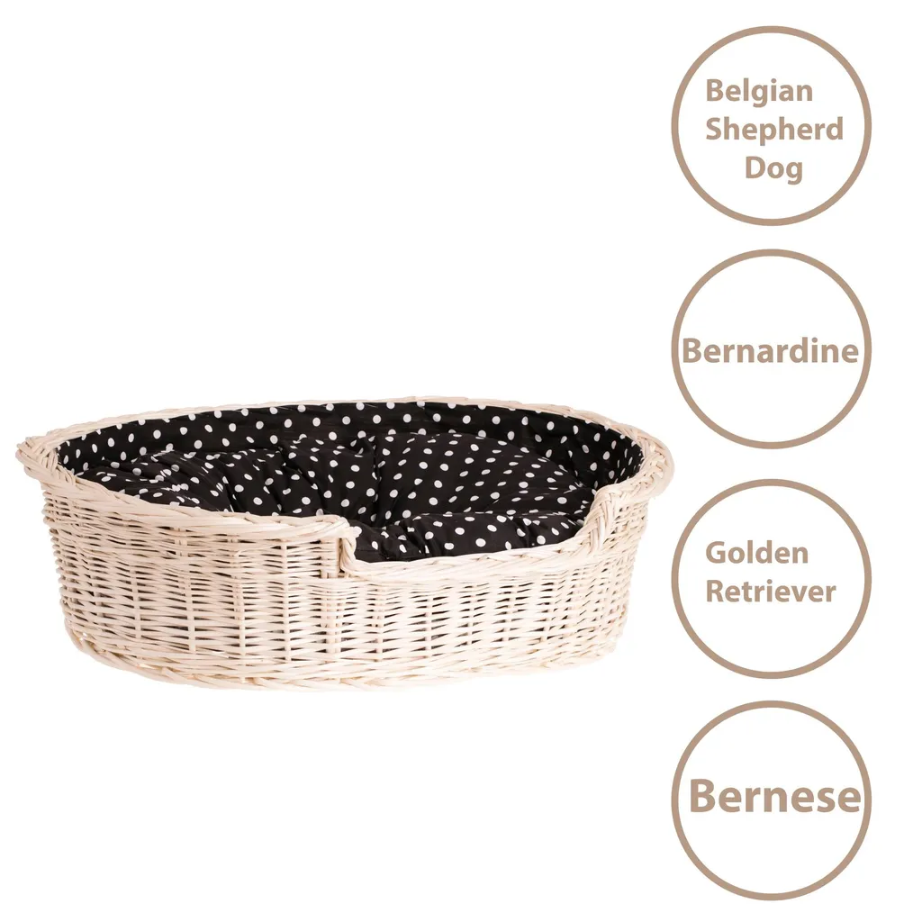 Corbeille pour chien en osier naturel tressé XL - Design ovale élégant