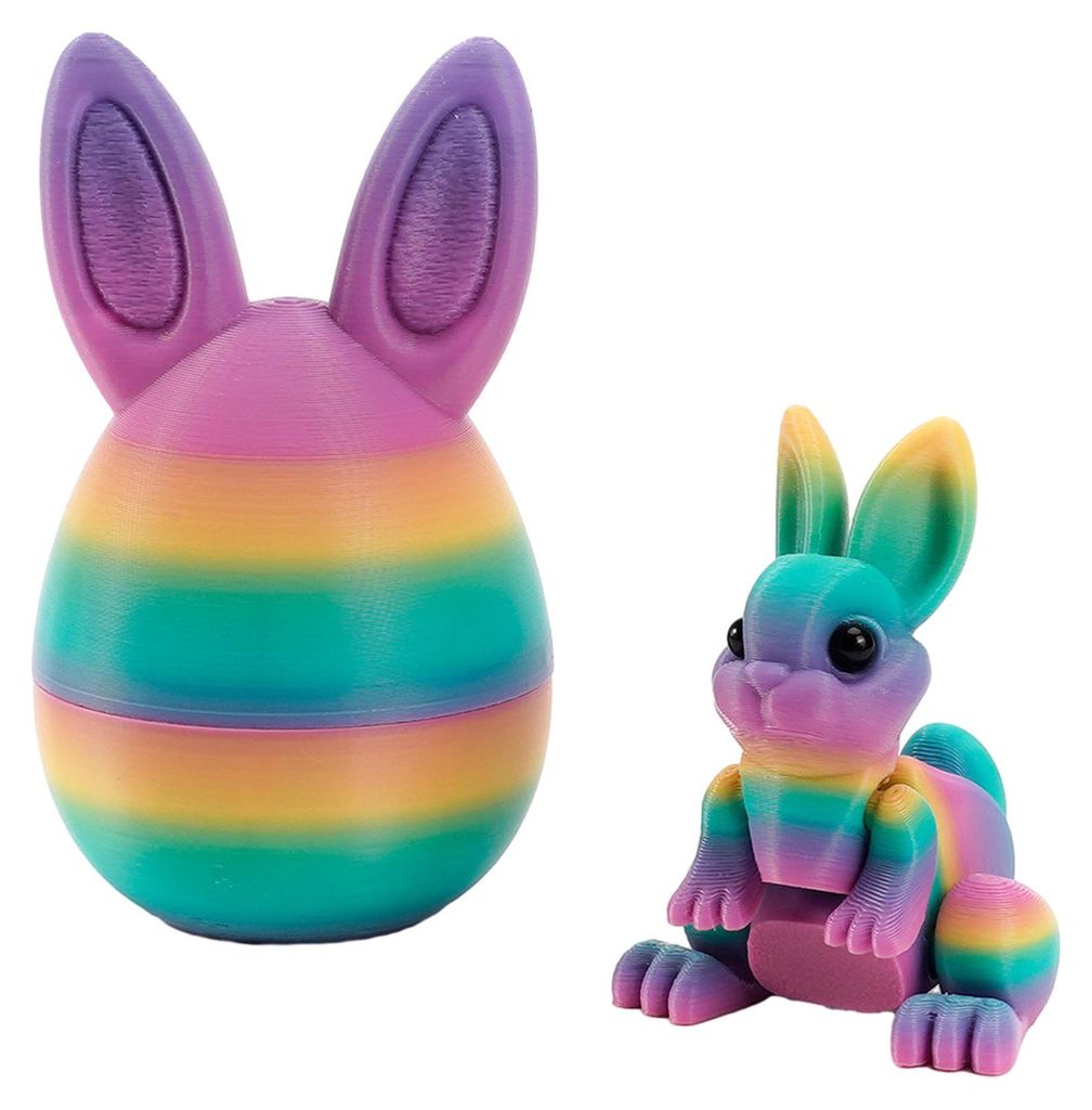 3D-gedruckte Ostereier mit Hasen im Inneren – bewegliches, flexibles Spielzeug, ideal als Osterkorbfüller, Geburtstagsgeschenk für Kinder oder ...