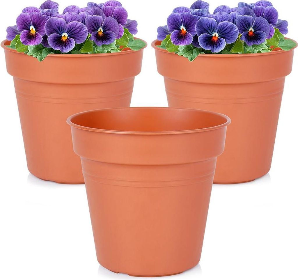 Runder Gartentopf aus Kunststoff 15 cm 3 Stk.