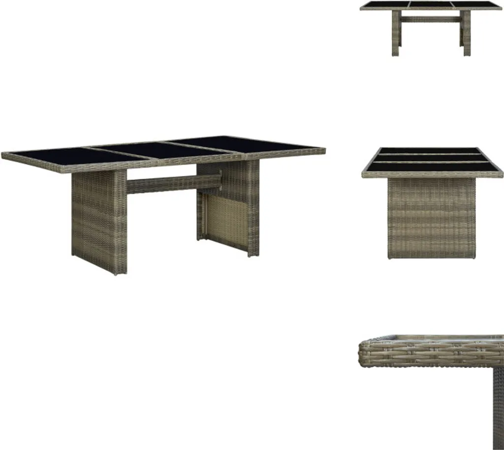 Table de jardin résistante aux UV marron en poly rotin facile à laver