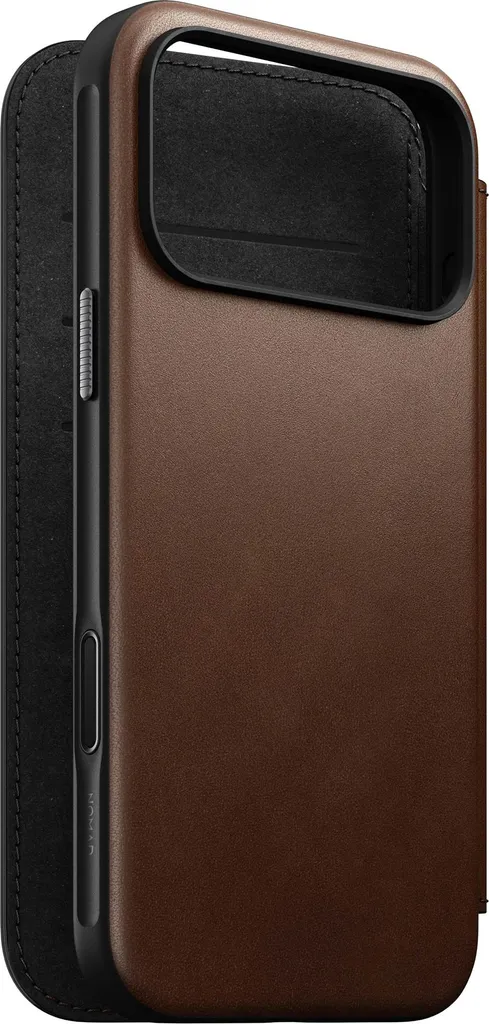 Nomad Modern Cuir Folio iPhone 17 Pro Max - Coque Boutons Aluminium