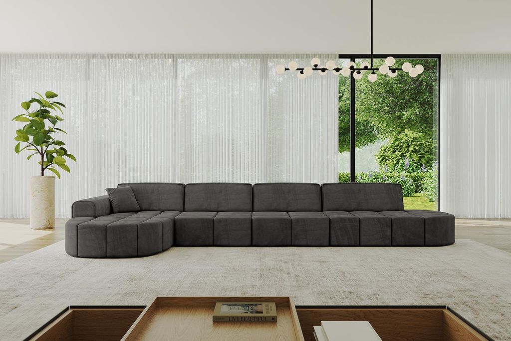 ALTDECOR Ecksofa in L-Form Livo-L3 - 422x173x79,5 cm Dunkelgrau - Corner Sofa Bett Eckcouch Couch Wohnlandschaft Cauchsofa