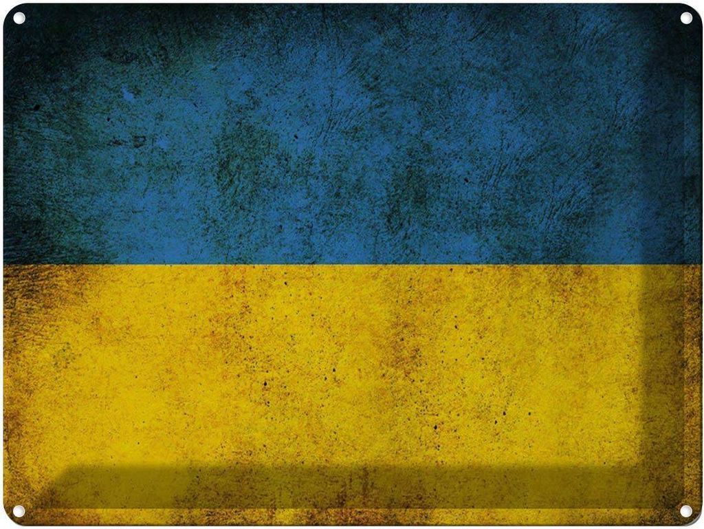 vianmo Blechschild 30x40 cm Flagge Ukraine Fahne Wappen
