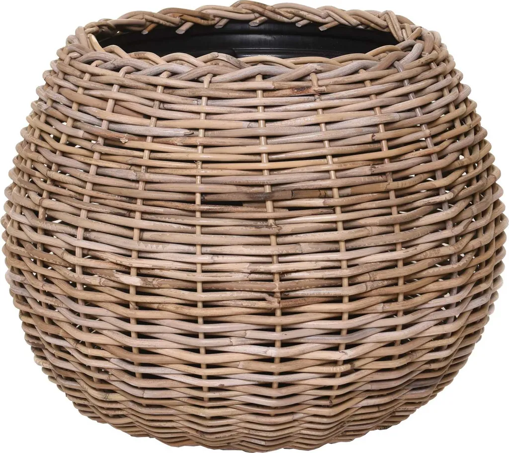 Panier de rangement rond en rotin tressé pour salon et chambre
