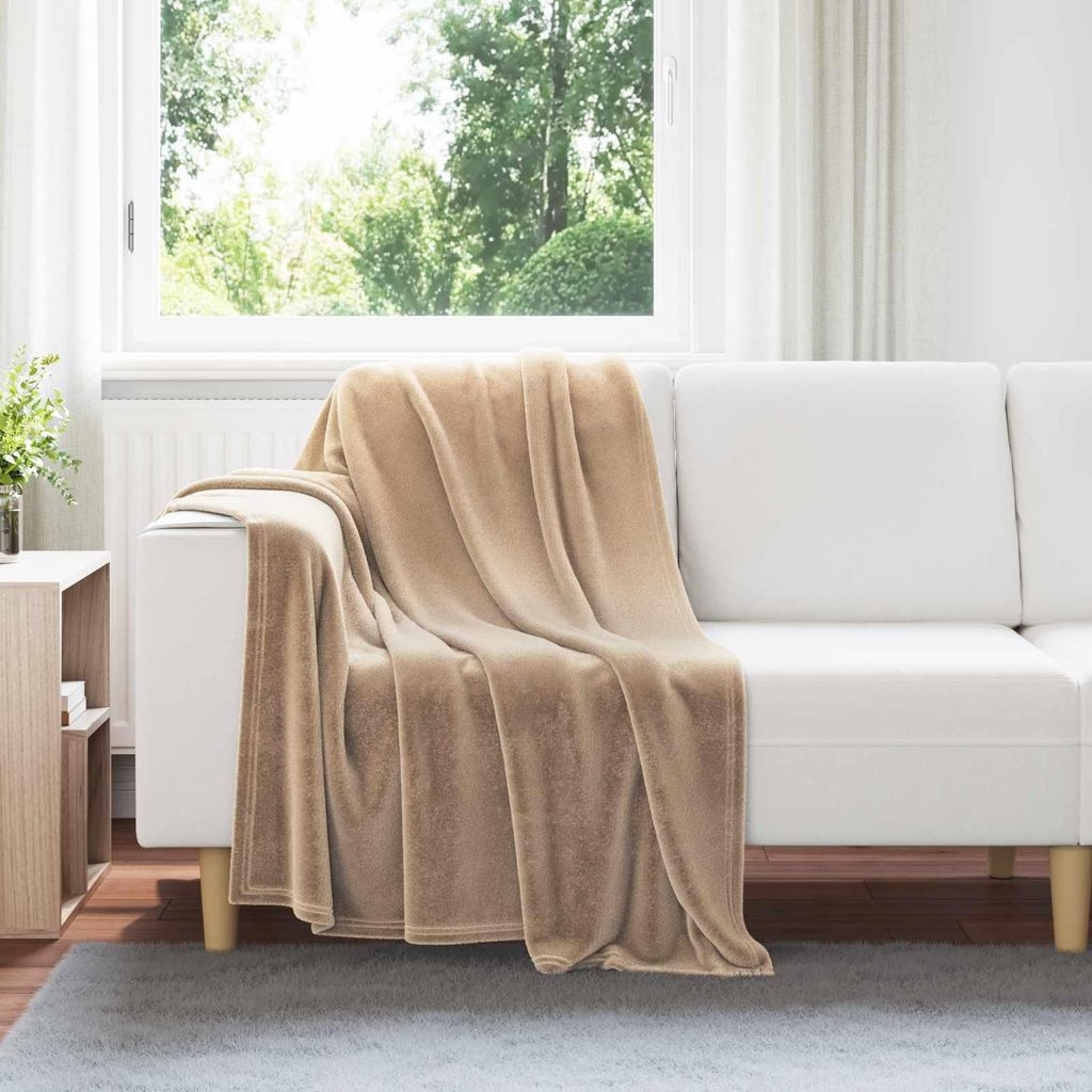"Schlussverkauf" Fleece-Decke - Überwurfdecke - Vielseitige Anwendung - Kamel 130x150 cm Fleece C8696