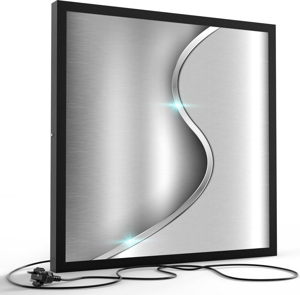 DEQORI LED-Bild & Lampe 60x60 cm Schwarz 'Polierte Oberfläche' Leuchtbild LED Leuchte