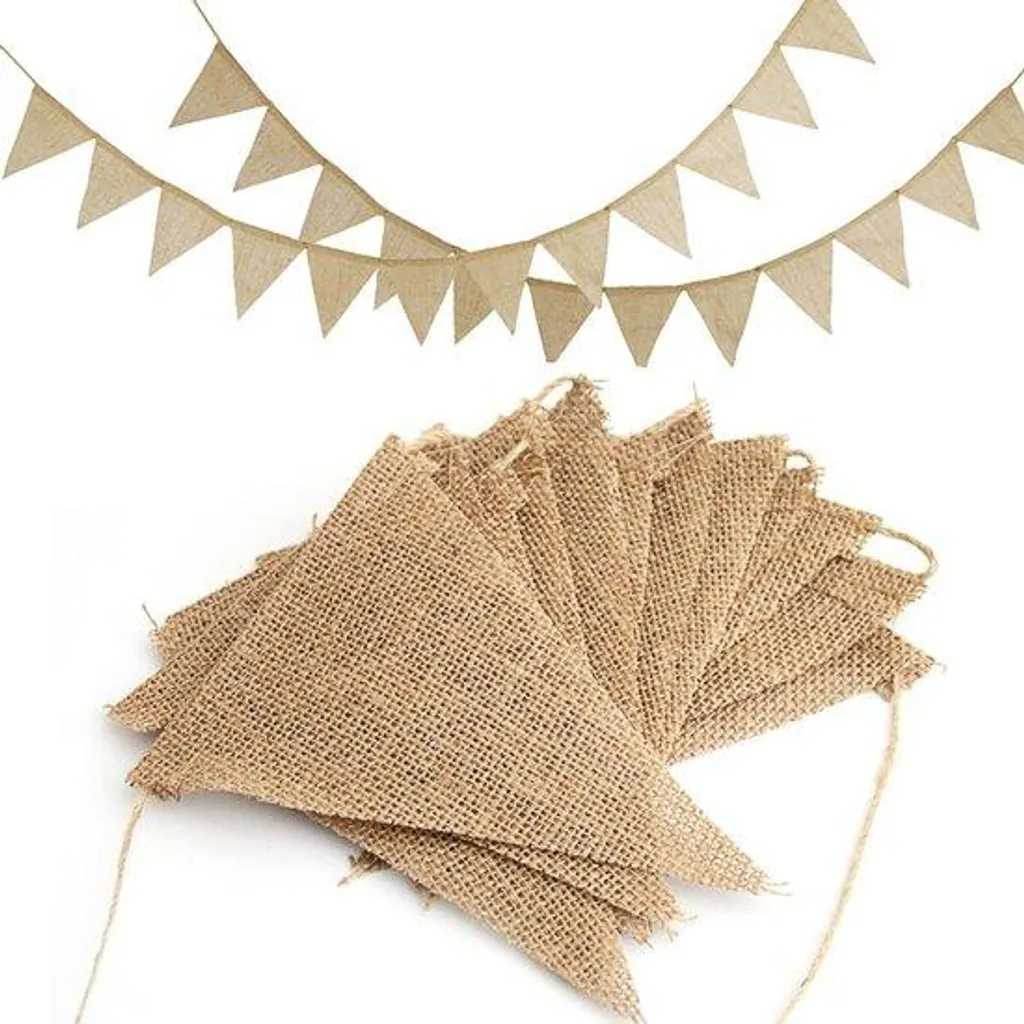 Drapeaux en jute (lot de 48) - Décoration de jardin rustique et bohème