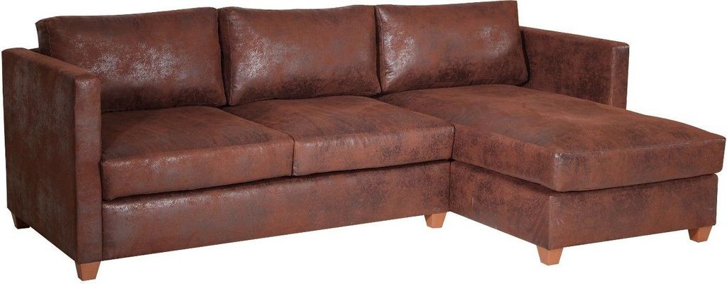 Ecksofa FABIO L-Form Vintage Braun Ottomane Rechts