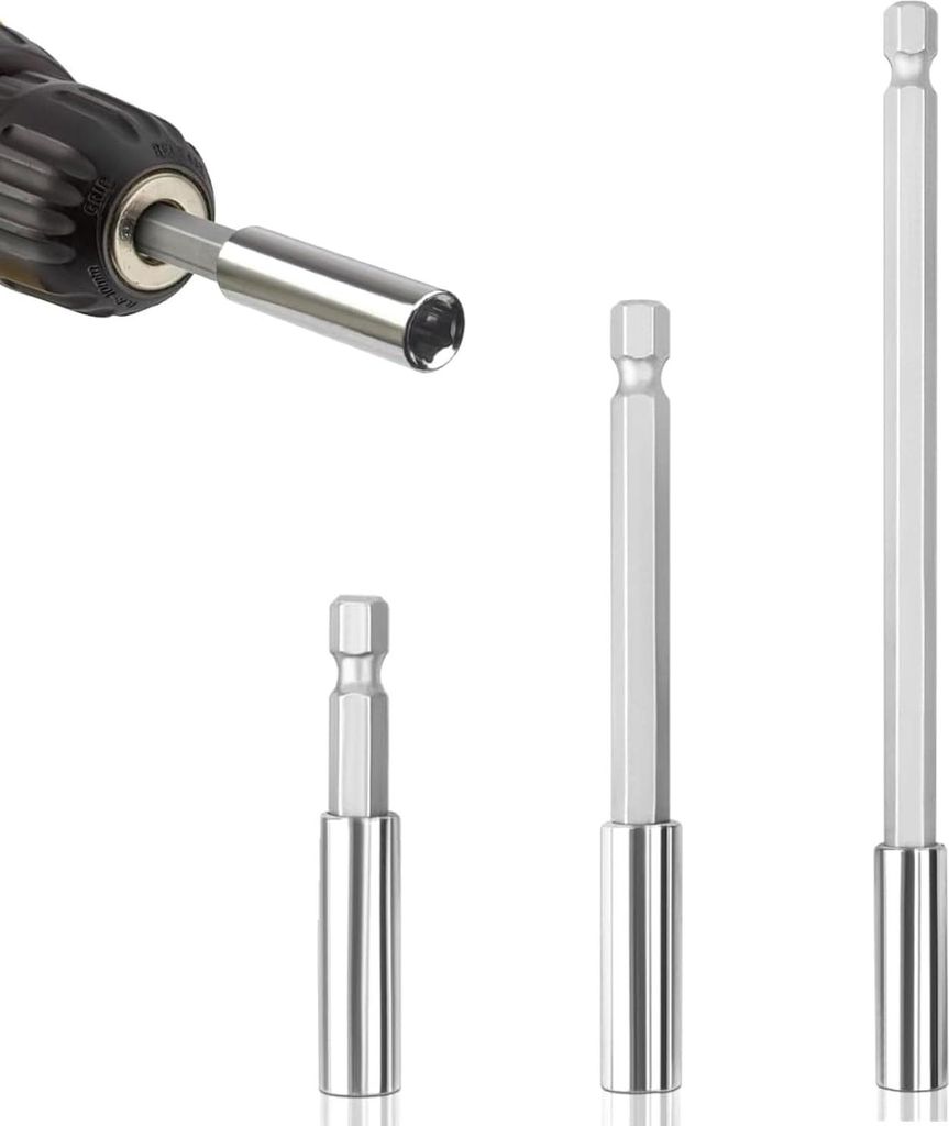 3-teiliges Magnet Bit Verlängerungsset, Bithalter Lang, Bit Halter, Bitverlängerungen 6/10/15 cm, Bit Verlängerung für Akkuschrauber, Bithalter...