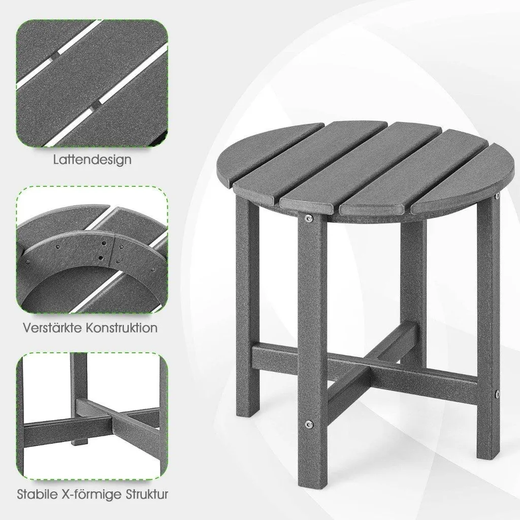 Table de jardin résistante aux intempéries PEHD gris 46 cm solide - 4
